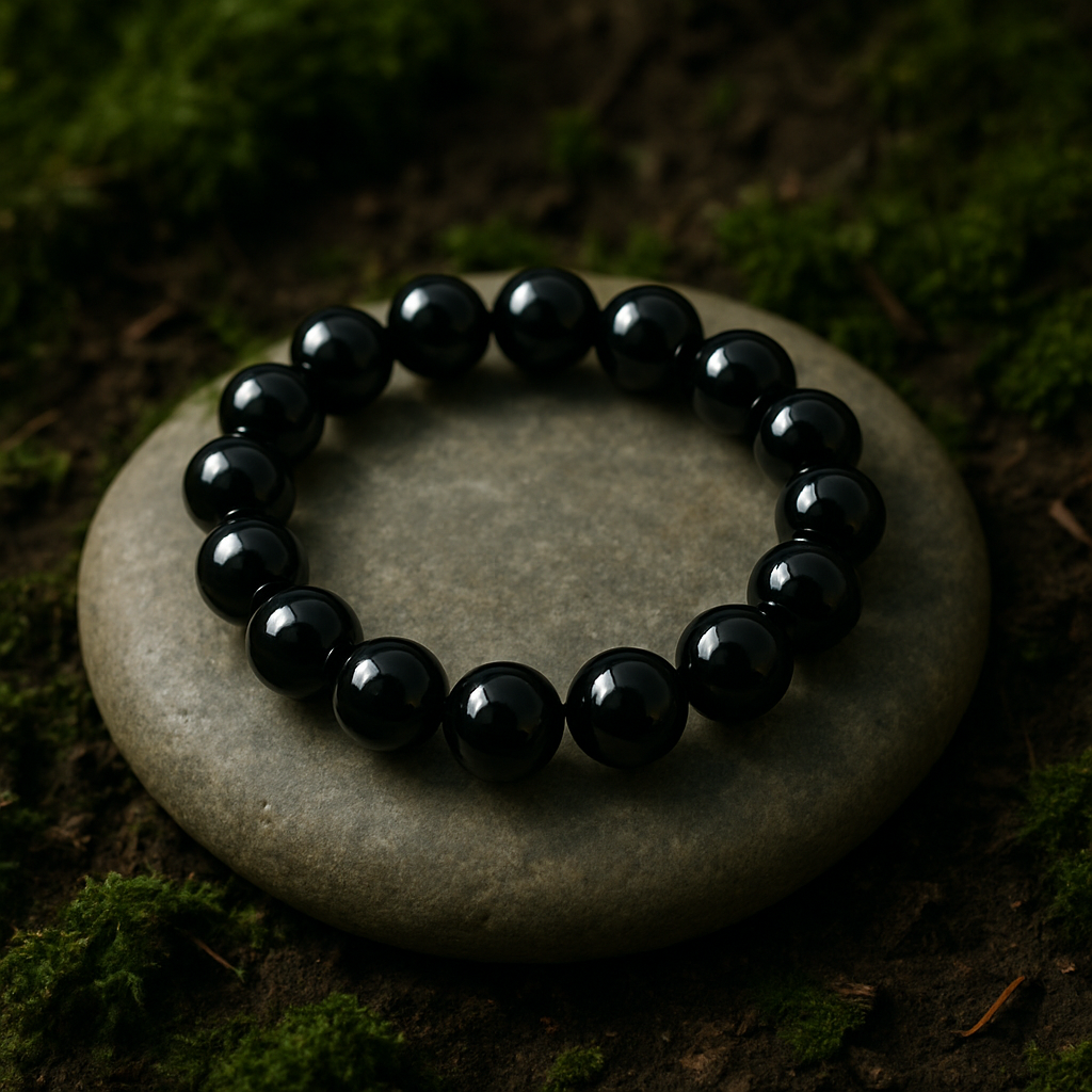 Inferno Shield – Black Obsidian Bracelet