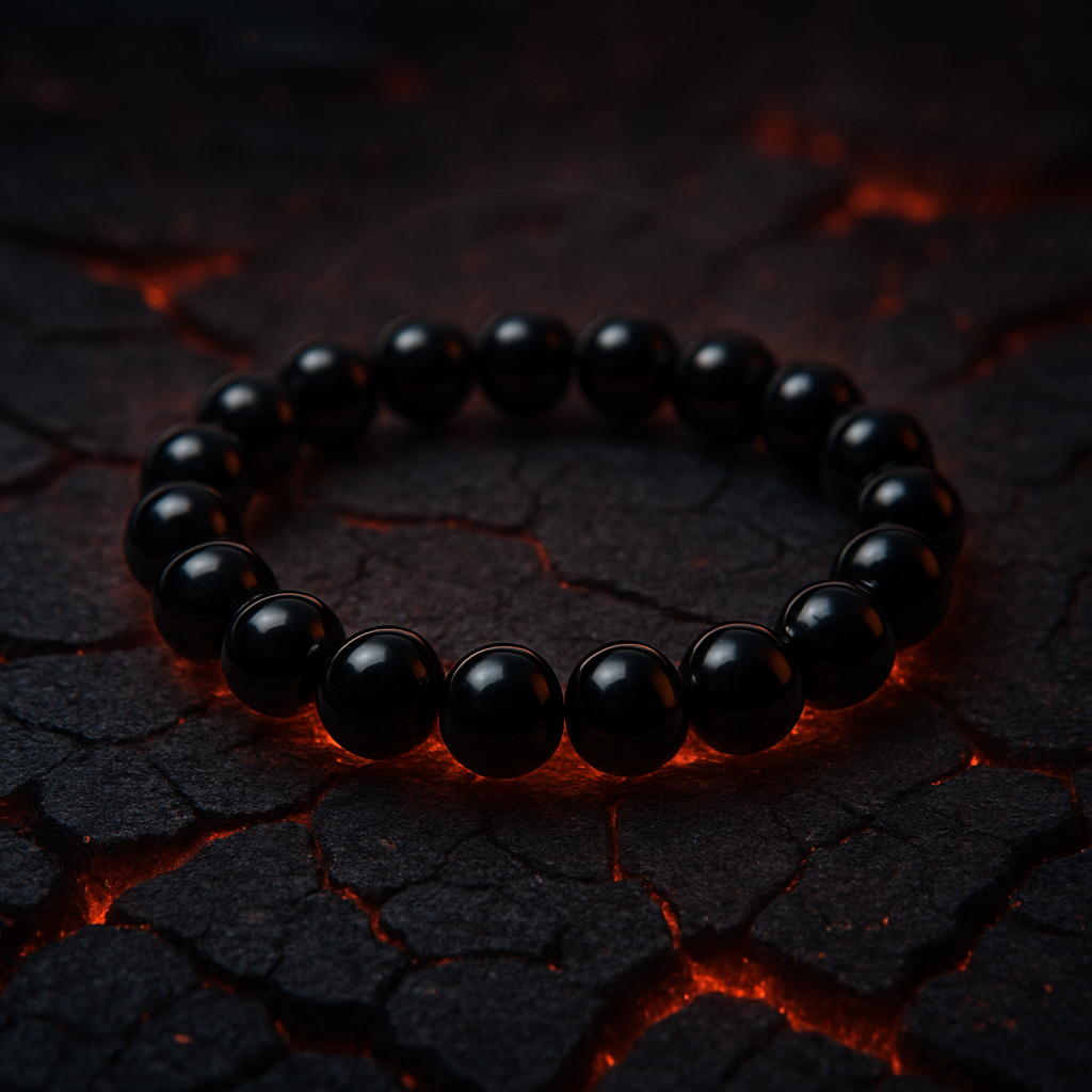Inferno Shield – Black Obsidian Bracelet