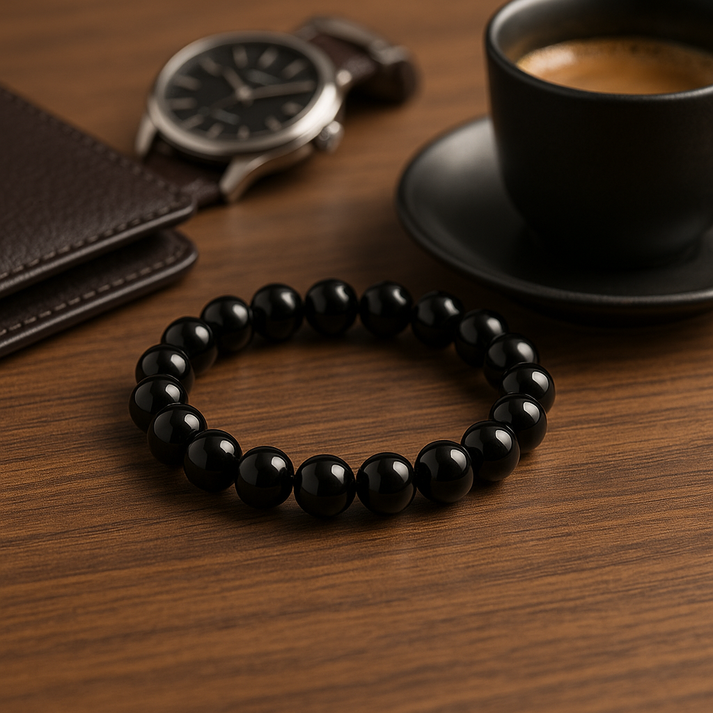 Inferno Shield – Black Obsidian Bracelet