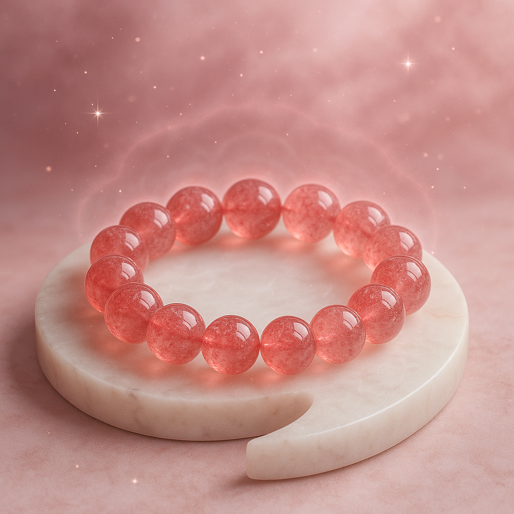 Love SHIELD – Strawberry Quartz Bracelet