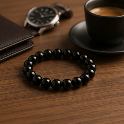 Inferno Shield – Black Obsidian Bracelet